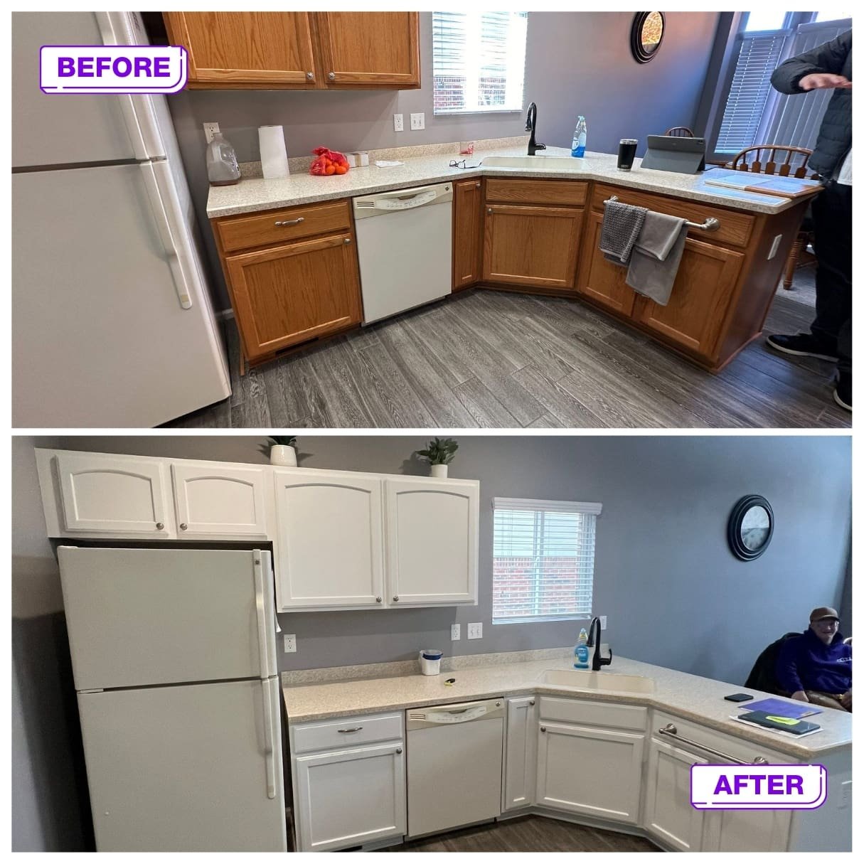 Residential 46 interior before and after cabinets painting