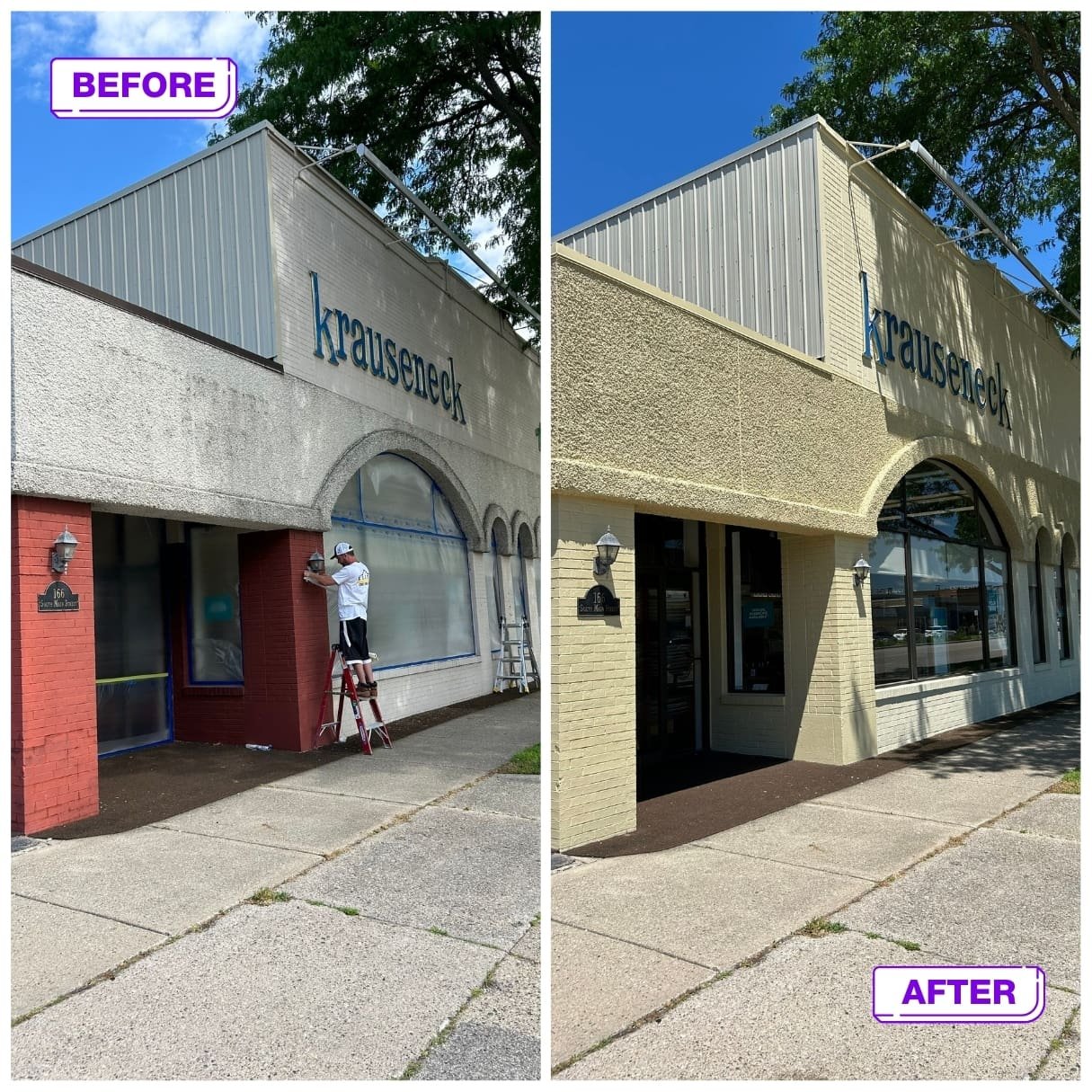 exterior before and after commercial painting
