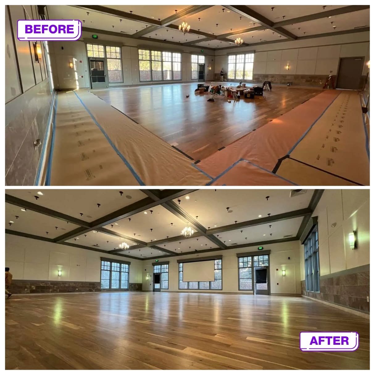 interior before and after commercial painting