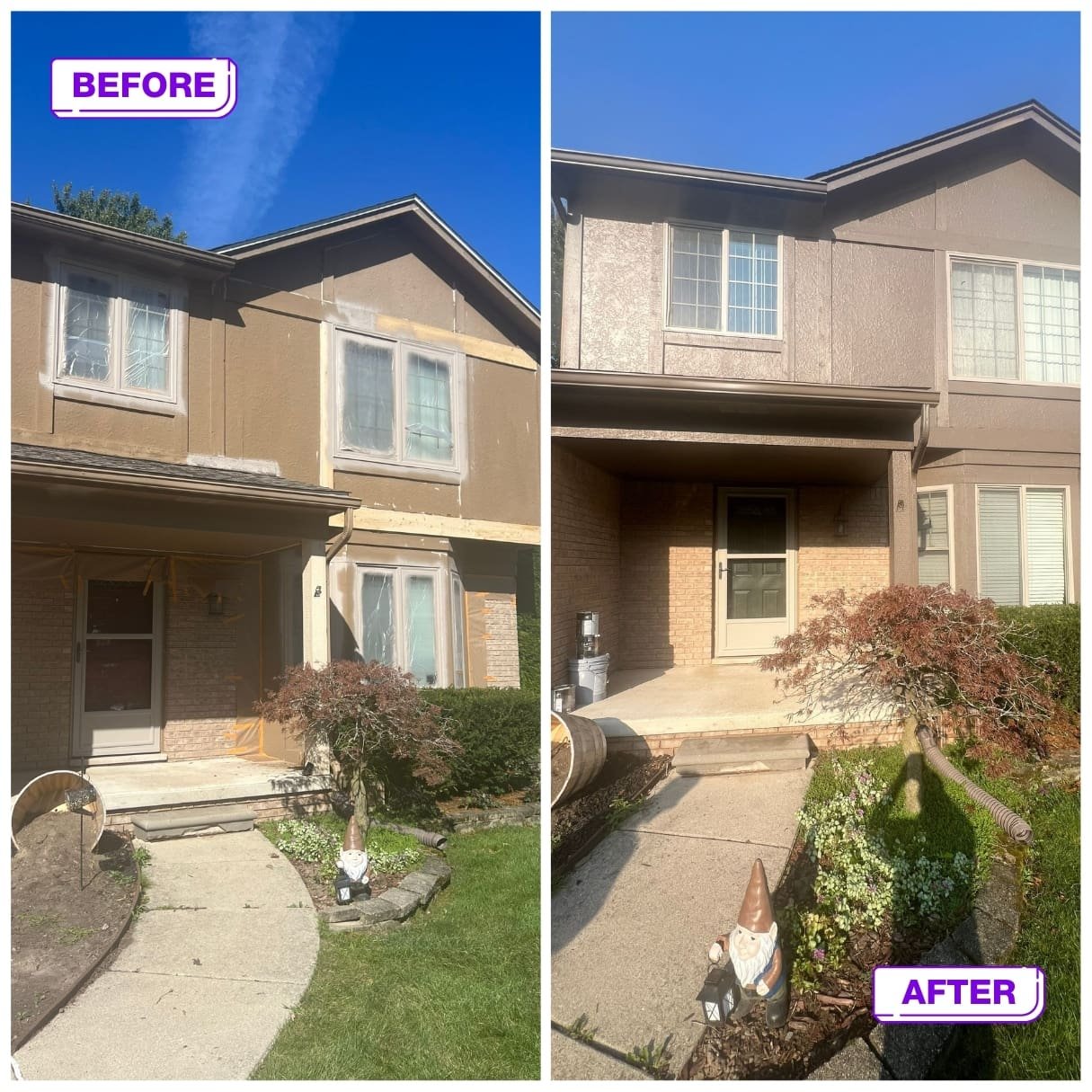 exterior before and after house painting