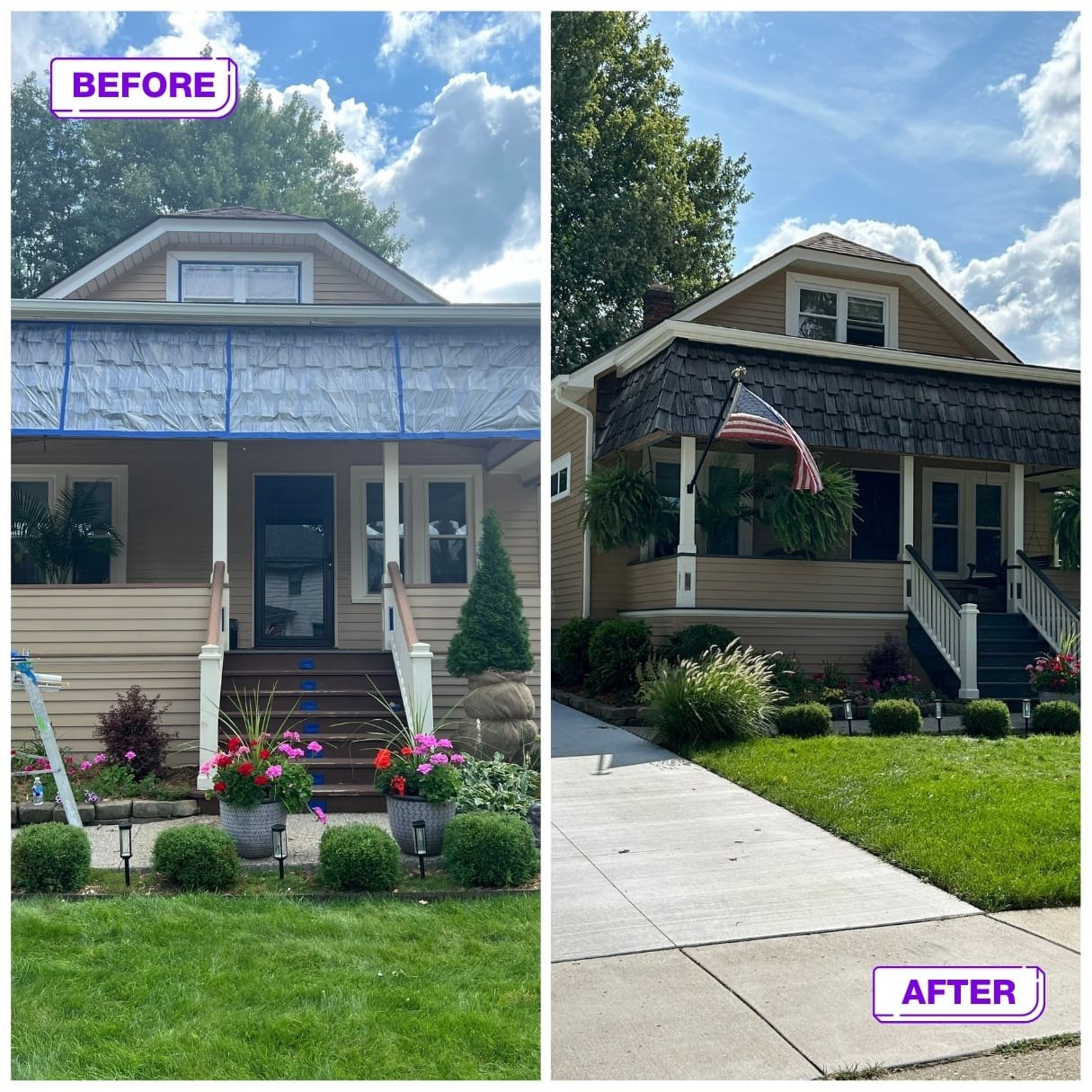 Residential 35 exterior before and after painting