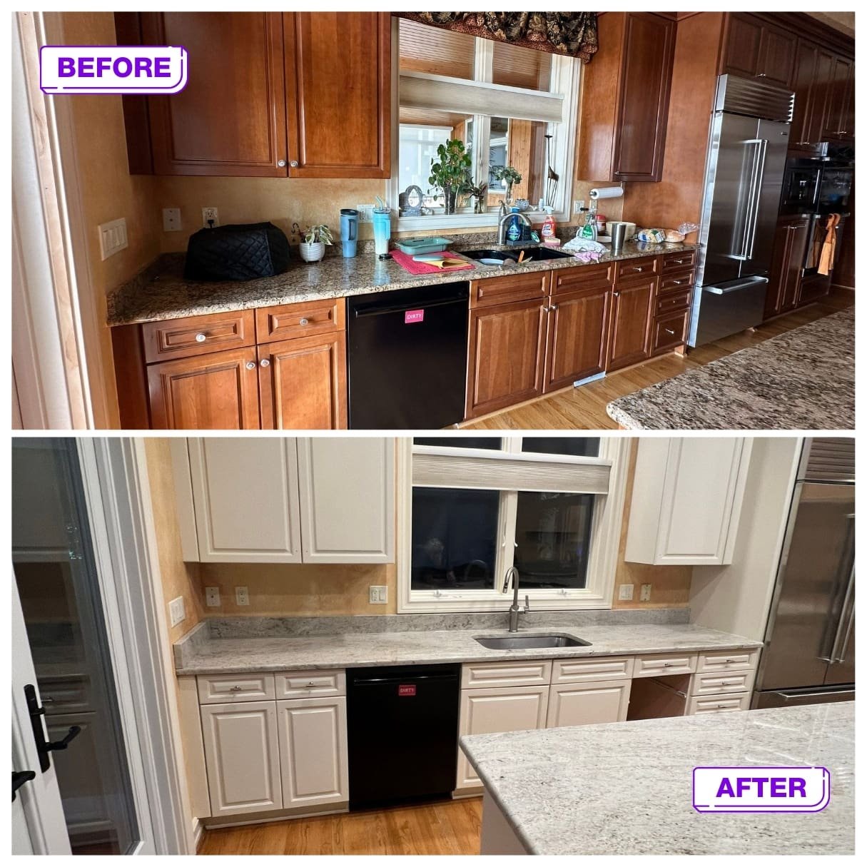 Residential 45 interior before and after cabinets painting