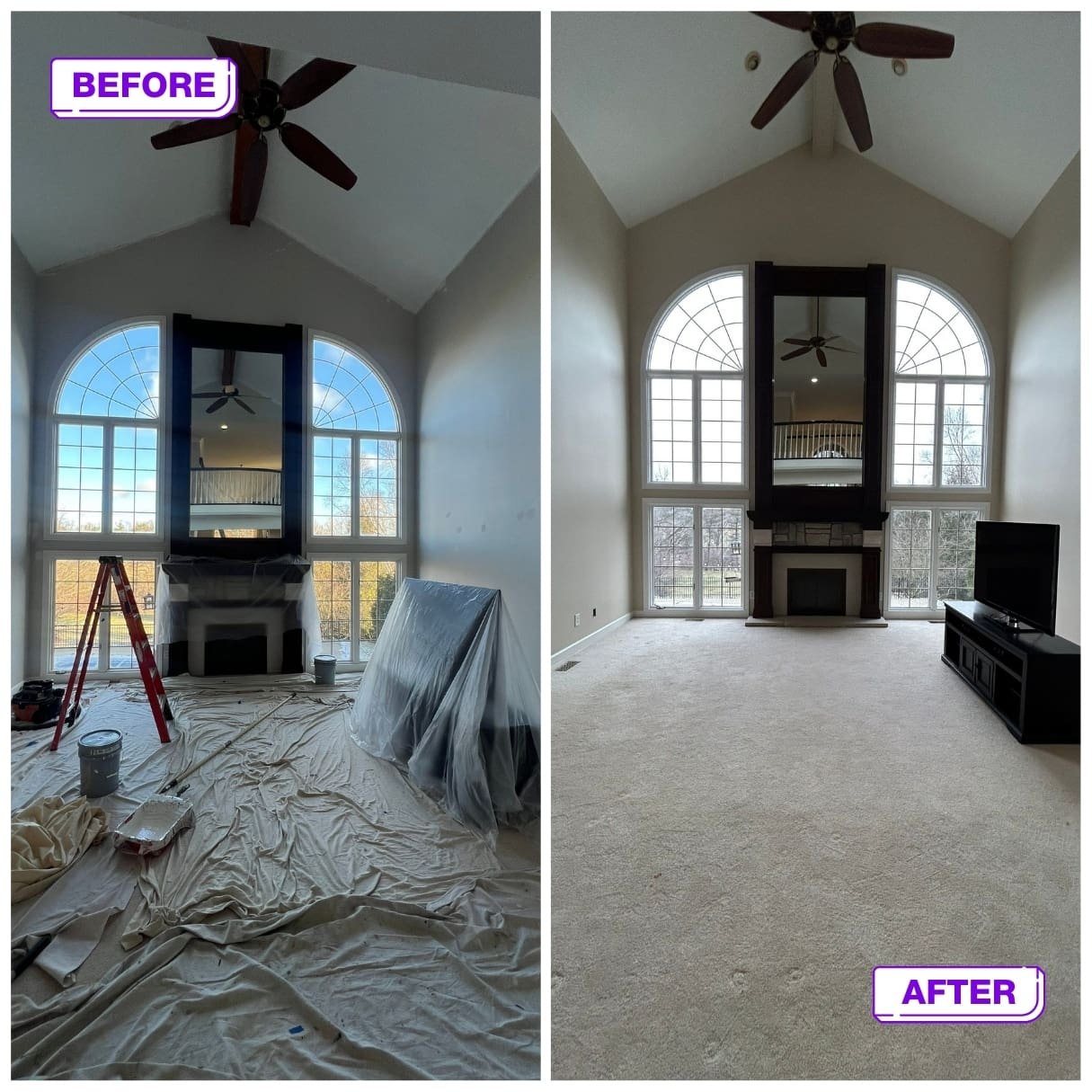 Residential 28 interior before and after painting