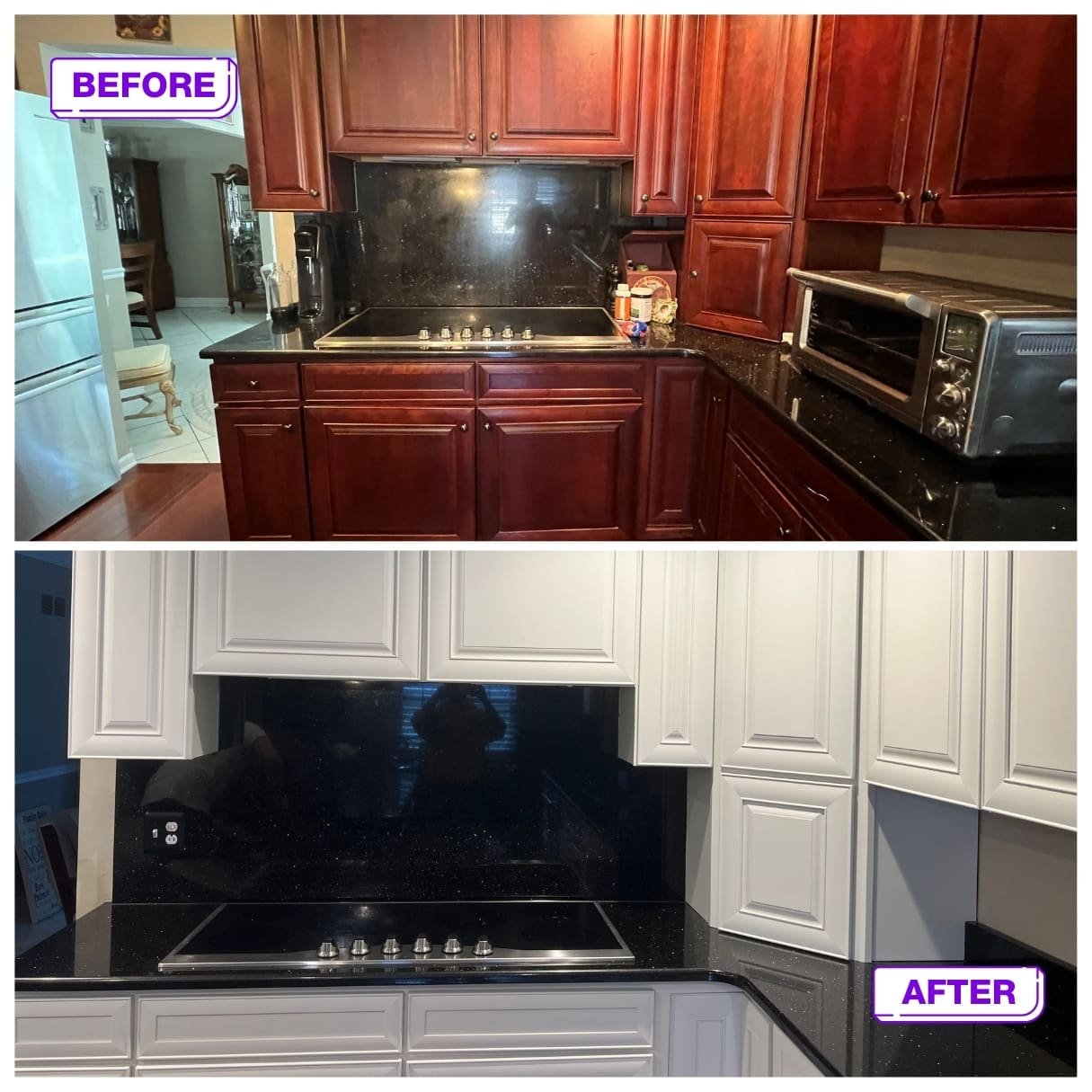 Residential 44 interior before and after cabinets painting