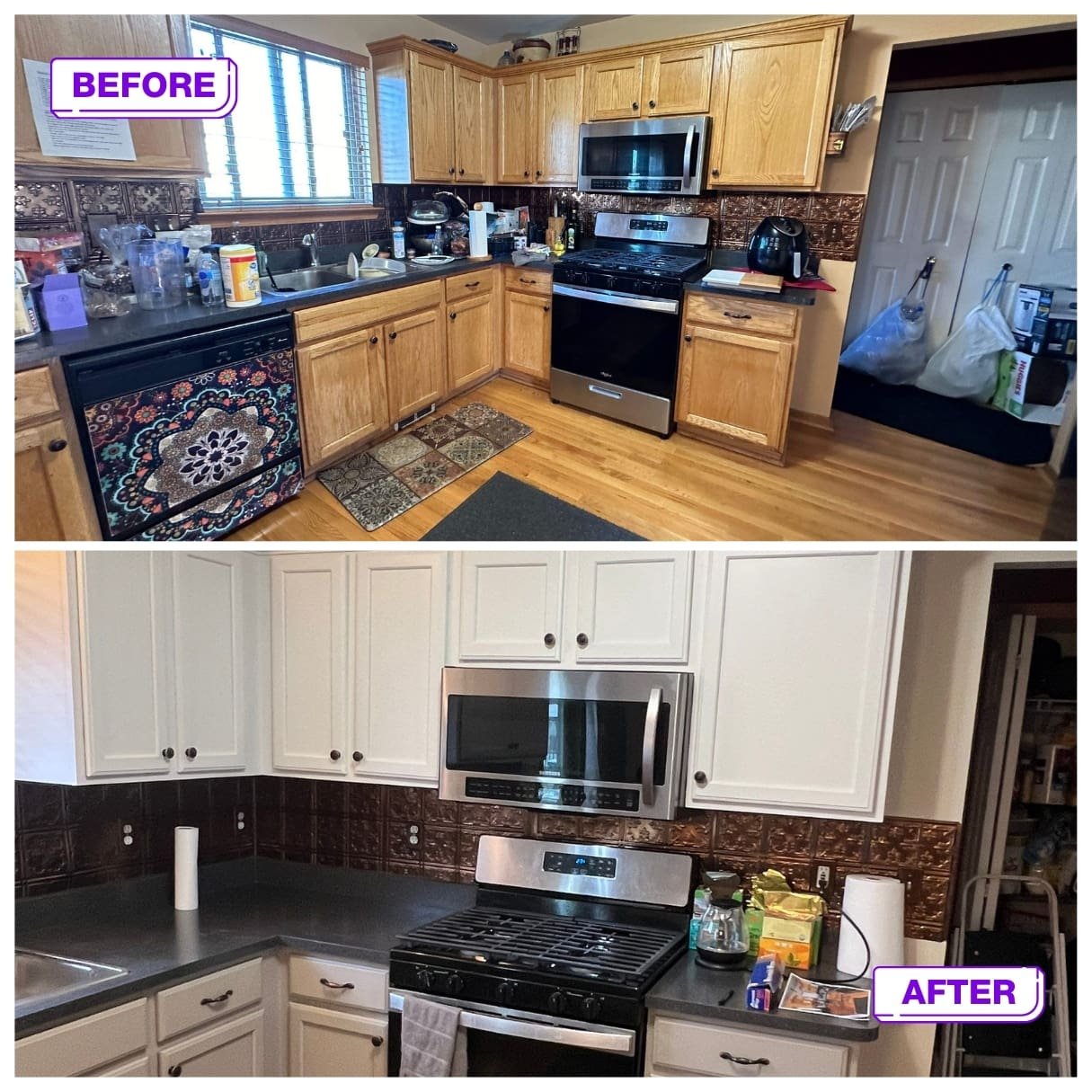 Residential 43 interior before and after cabinets painting