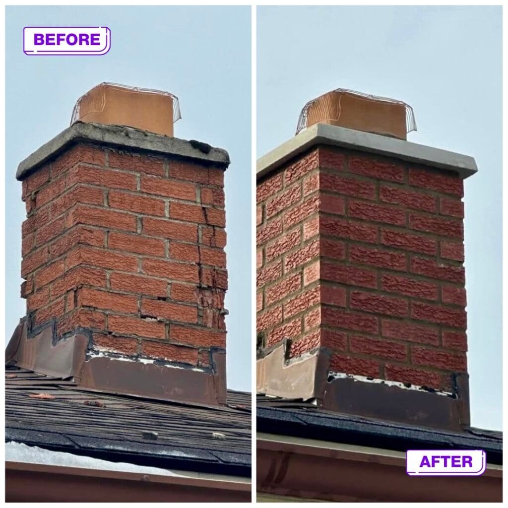 Painting a Brick House in Michigan: Cost, Pros, Cons, and What to Know First (2026) 1 a brick chimney on a roof