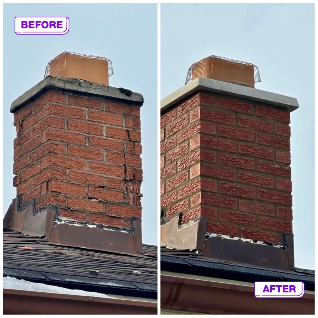 Brick & Masonry 6 a brick chimney on a roof