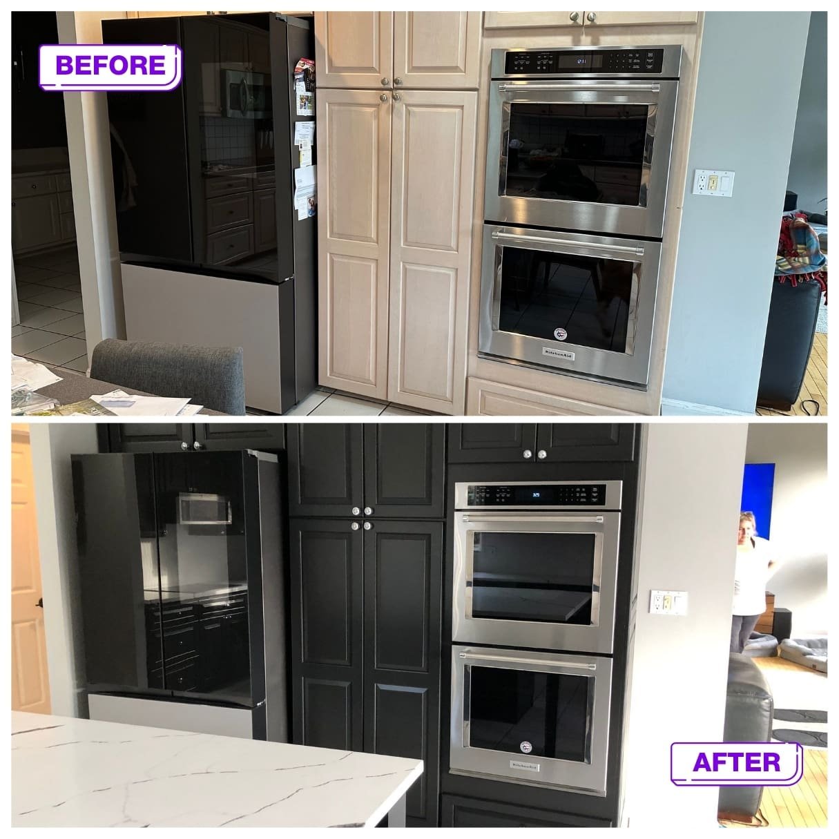 Residential 42 interior before and after cabinets painting