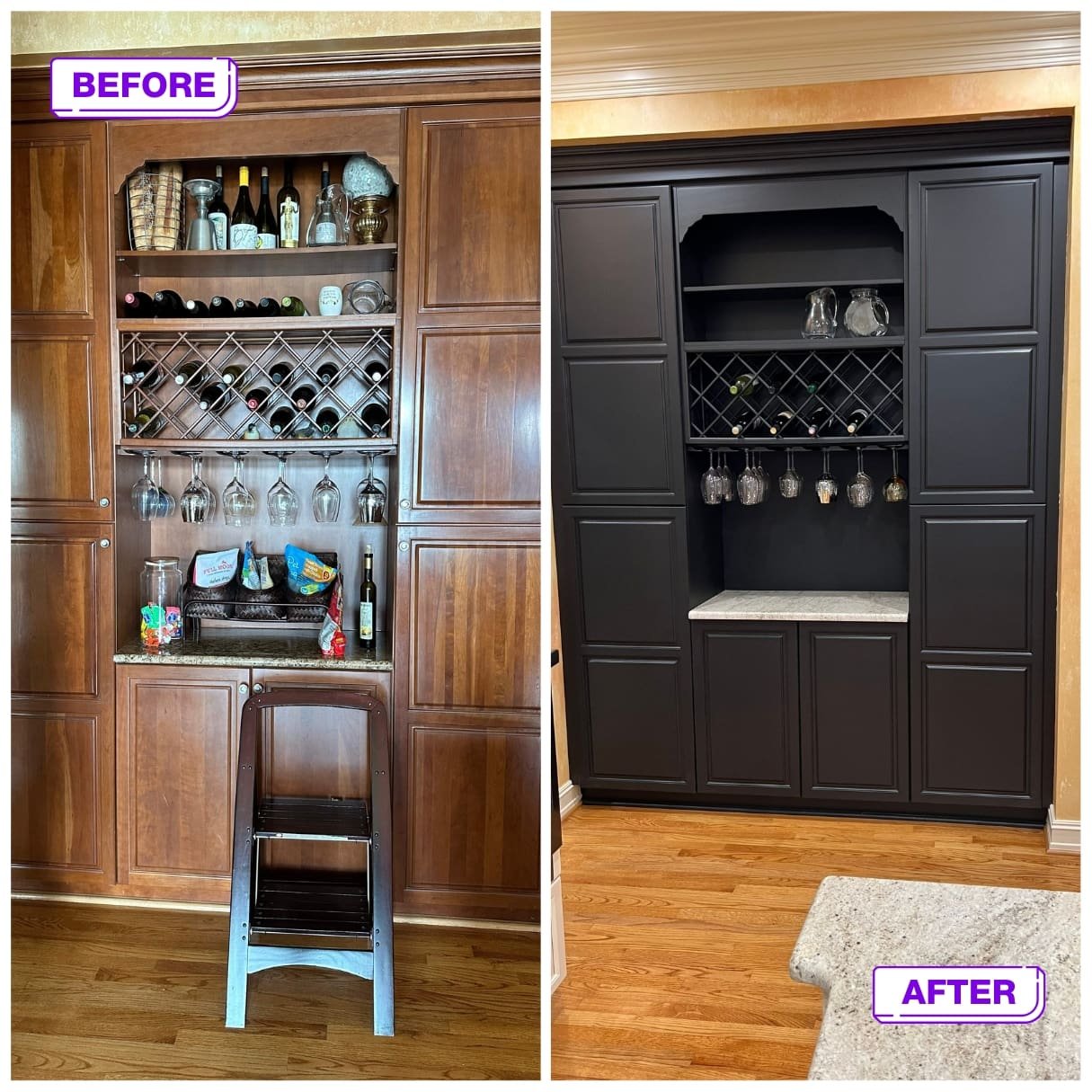 Residential 40 interior before and after cabinets painting