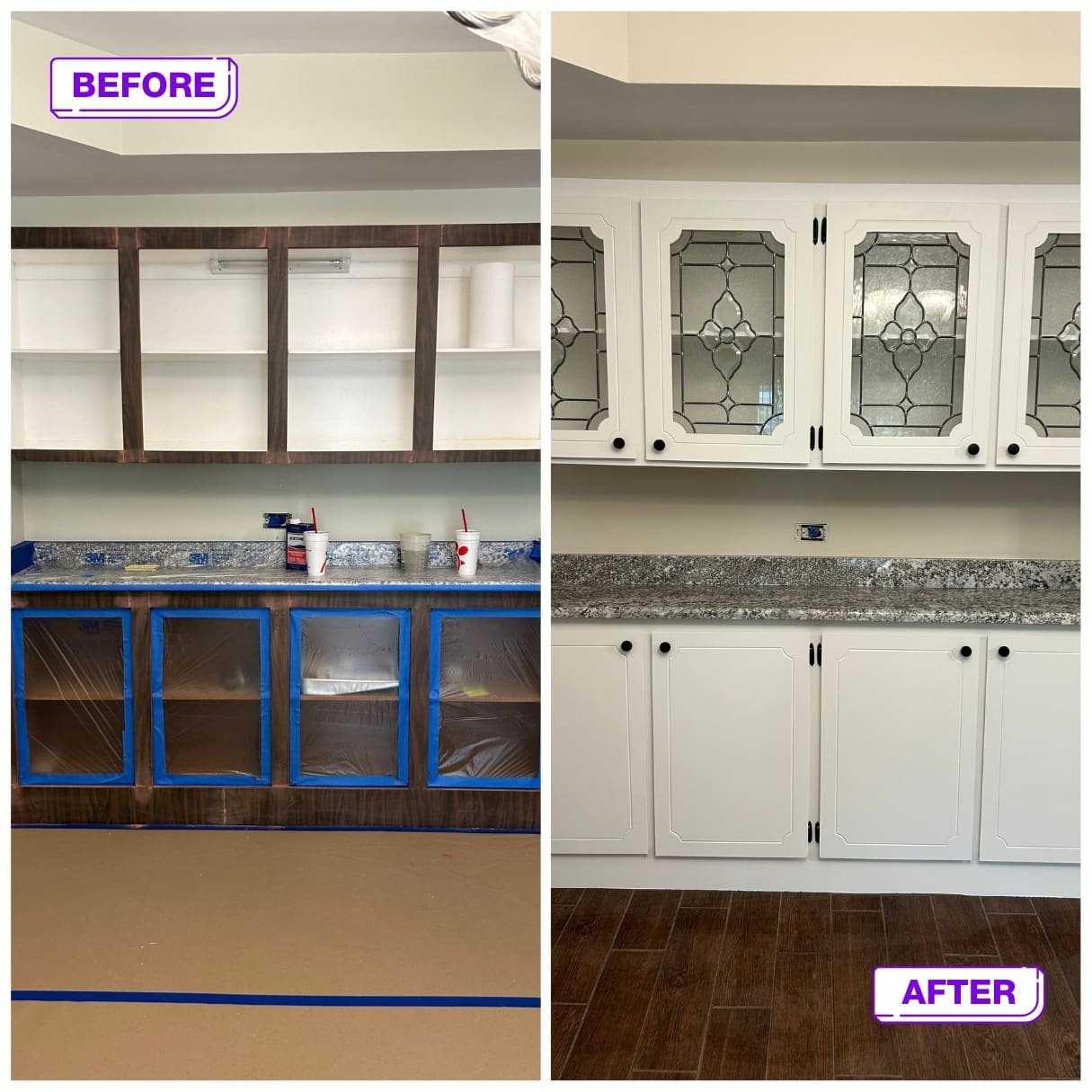 Residential 39 interior before and after cabinets painting