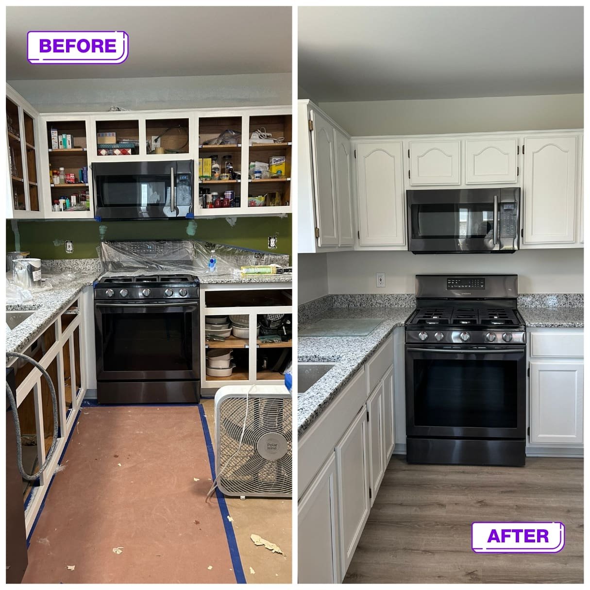 Residential 38 interior before and after kitchen cabinets painting