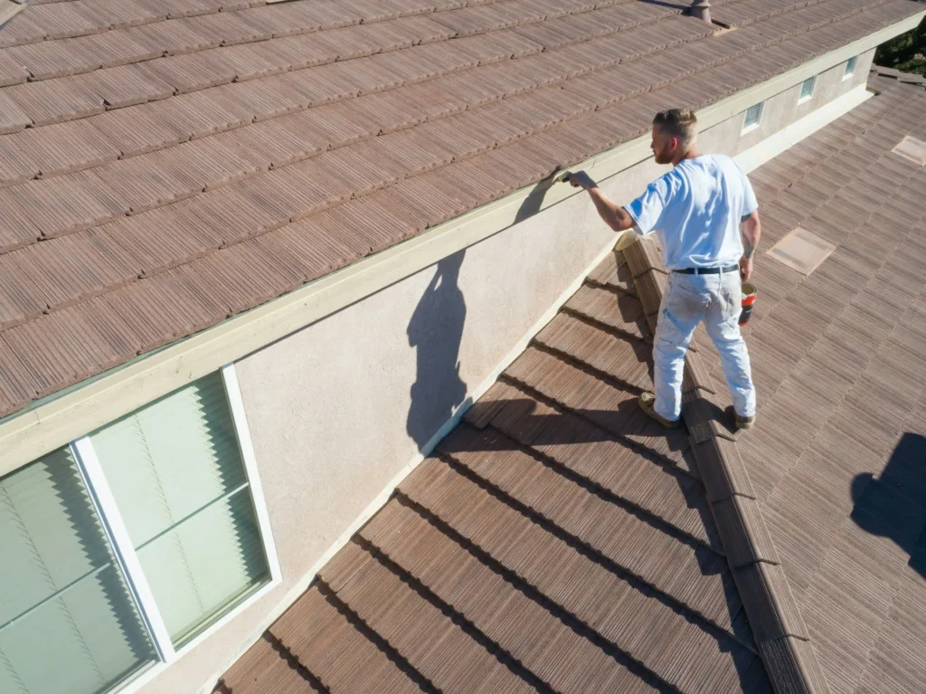 a man painting a roof